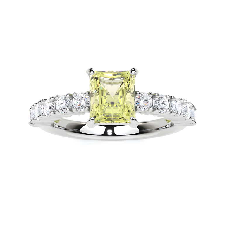 Fancy Yellow Radiant Cut Diamond Engagement Ring