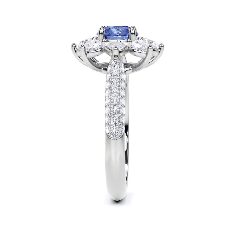 Sapphire Round Cut and Diamond Ring