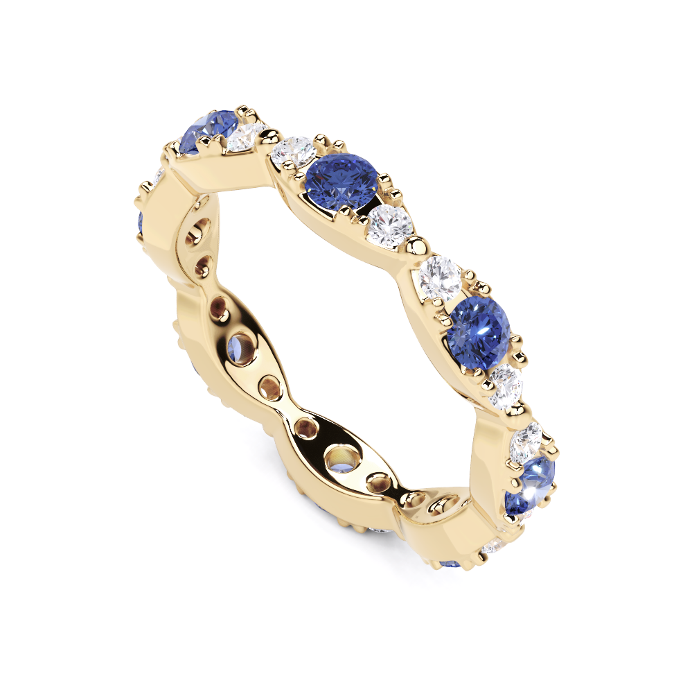 Sapphire and White Diamond Navette Ring