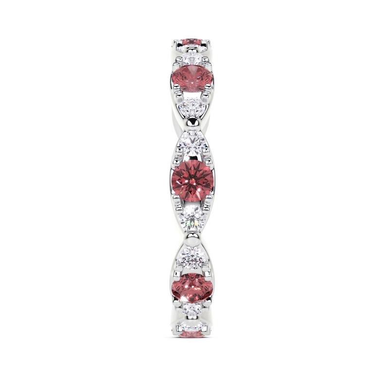 Ruby and White Diamond Navette Ring