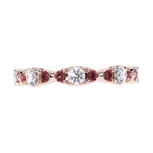 White Diamond and Ruby Navette Ring