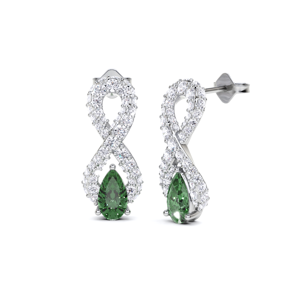 Infinity Emerald and Diamond Classic Earrings