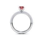 Radiant Cut Ruby and Diamond Ring