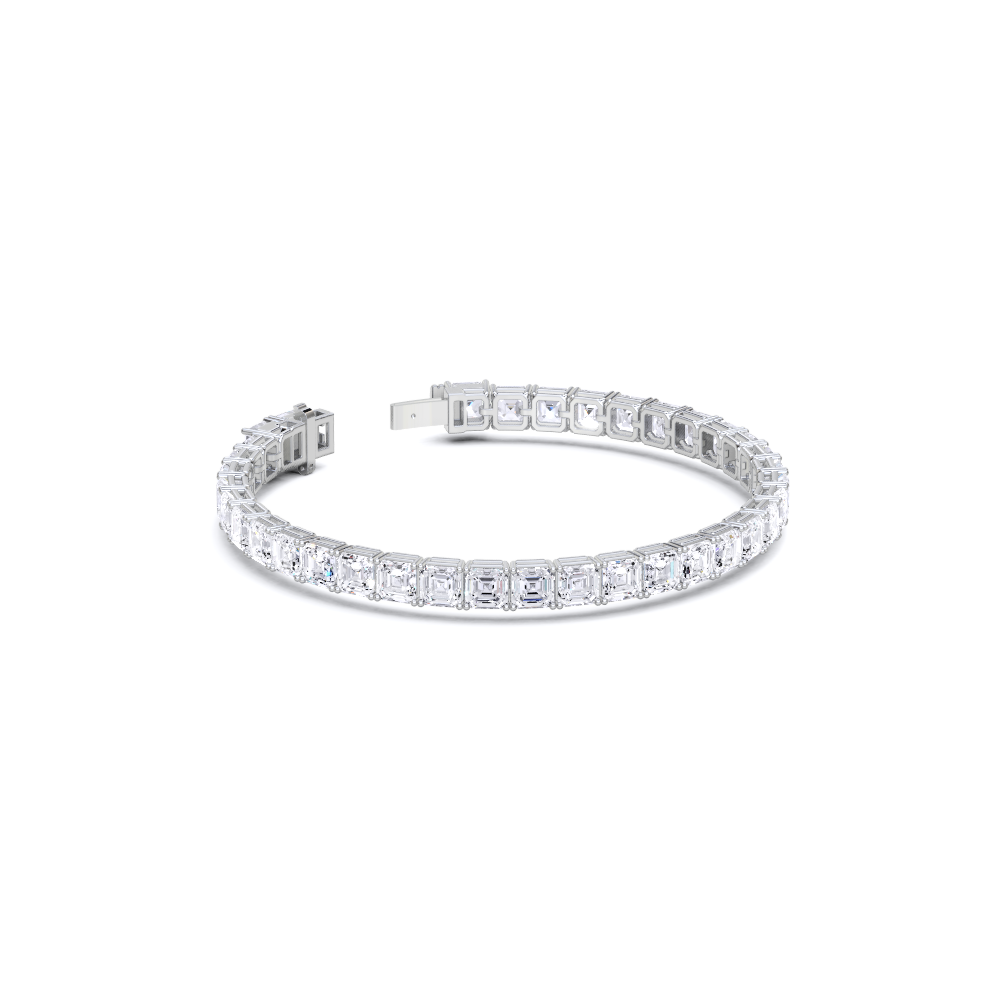 Emerald Square Cut White Diamond Bracelet