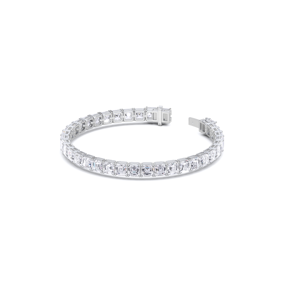 Emerald Square Cut White Diamond Bracelet