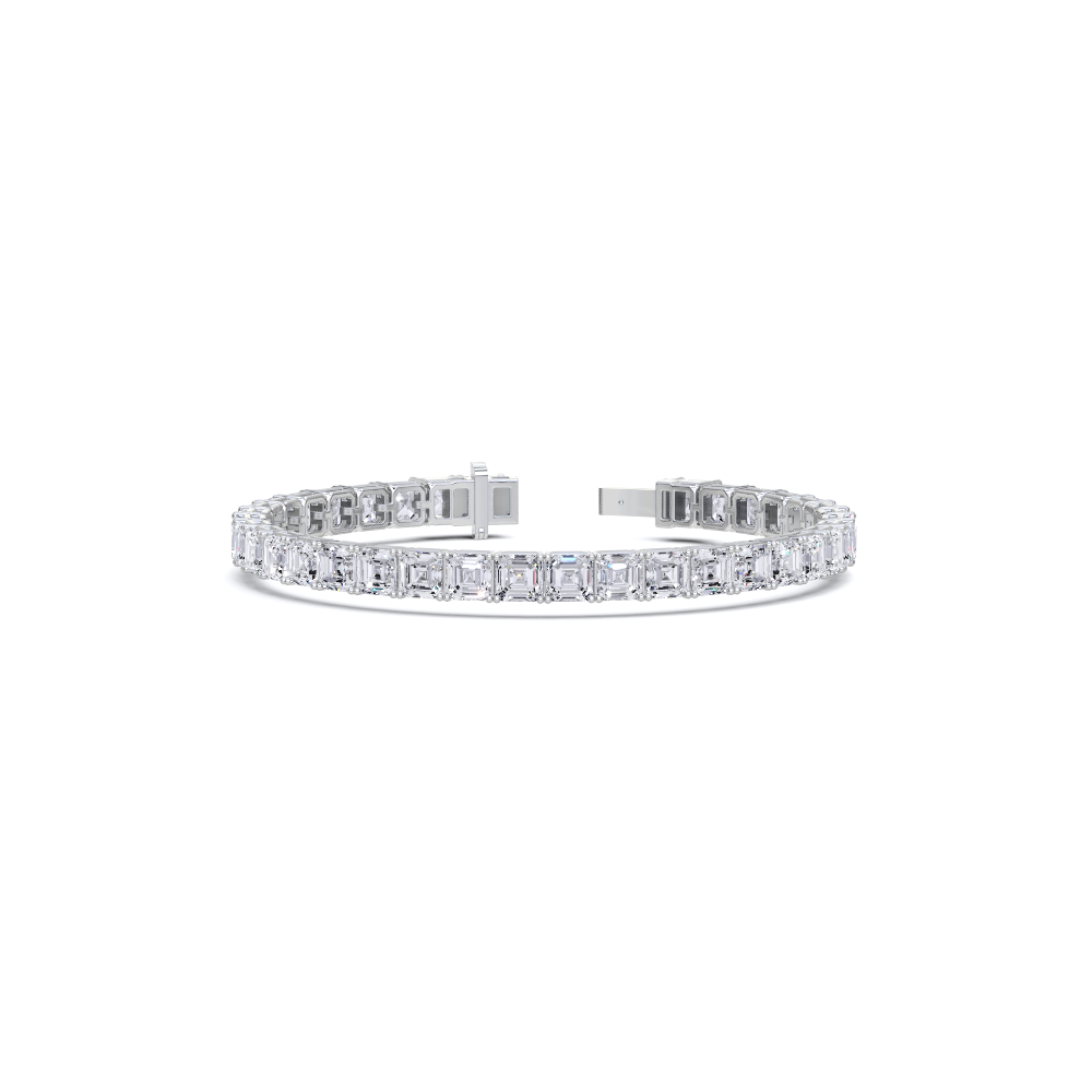 Emerald Square Cut White Diamond Bracelet