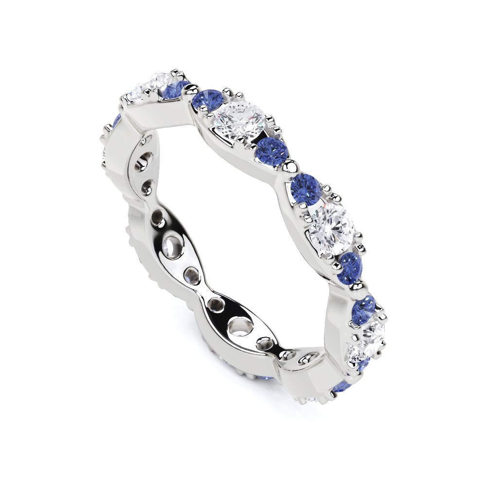 White Diamond and Sapphire Navette Ring