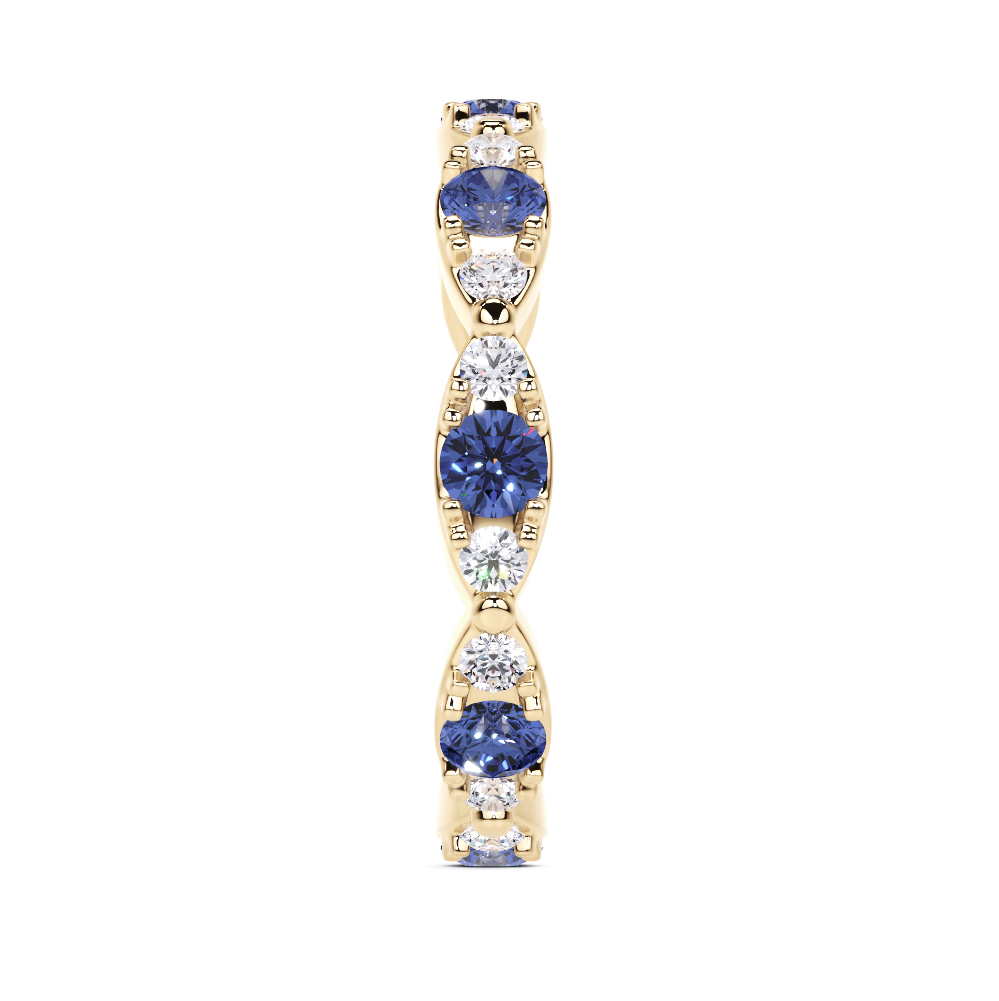 Sapphire and White Diamond Navette Ring