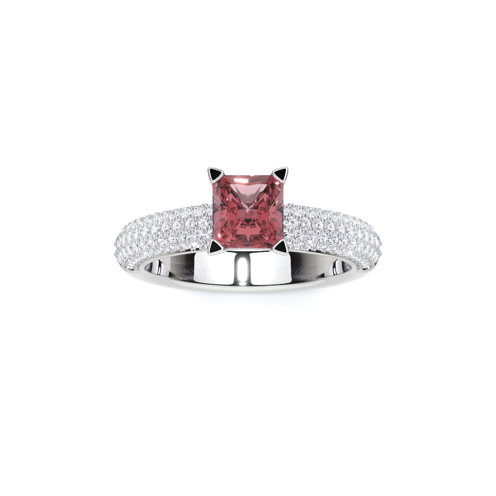 Radiant Cut Ruby and Diamond Ring