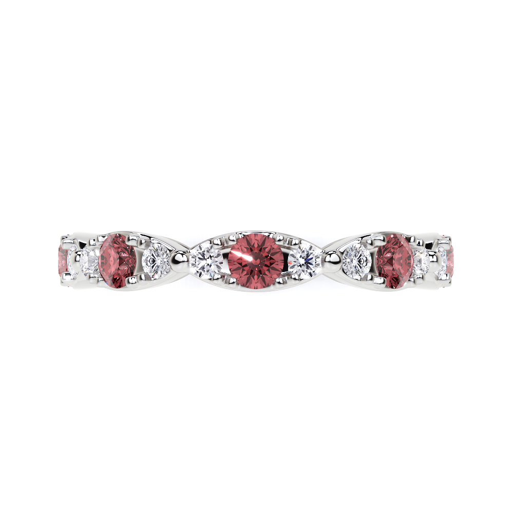 Ruby and White Diamond Navette Ring