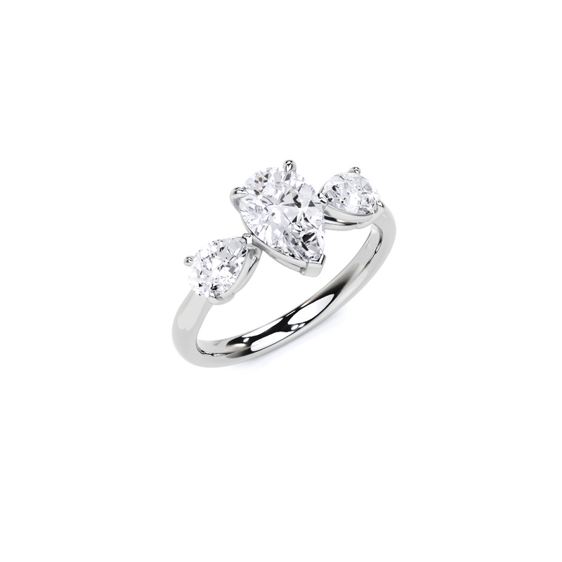 Pear White Diamond Engagement Ring