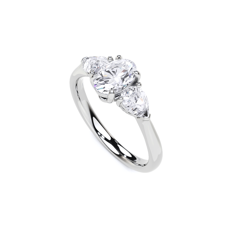 Oval and Pear Diamond Engagement Ring