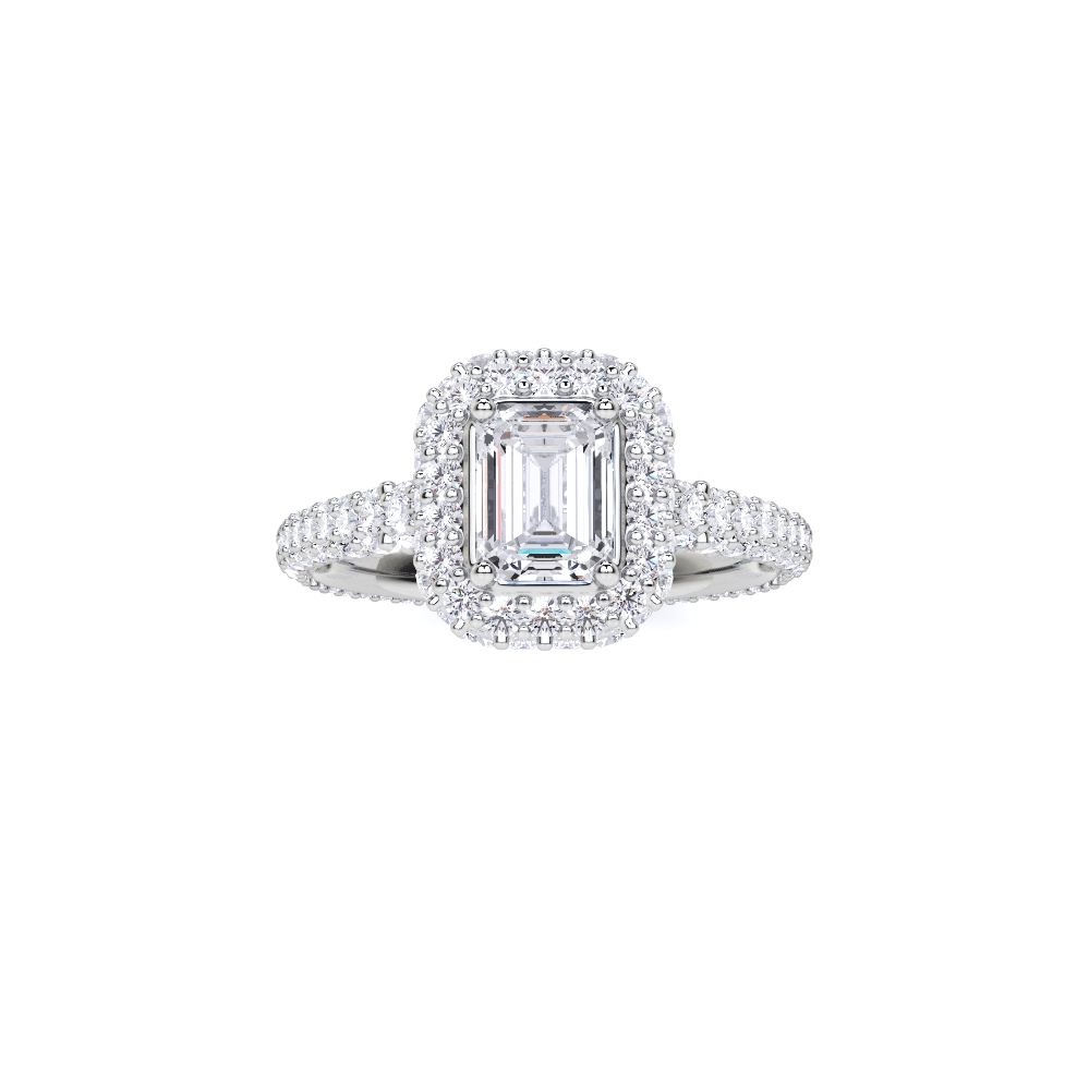 Emerald Cushion Cut Diamond Engagement Ring