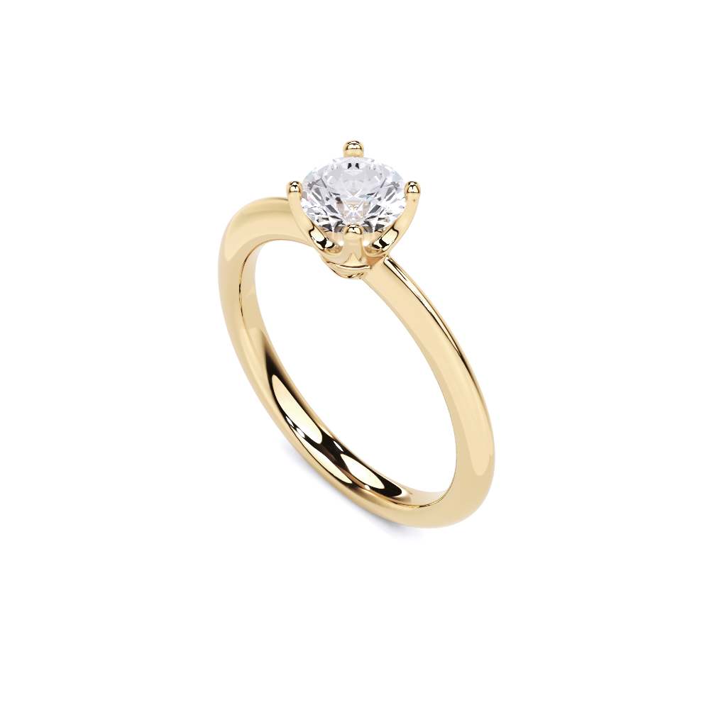 Solitare Round Cut Diamond Engagement Ring - 4 Prong