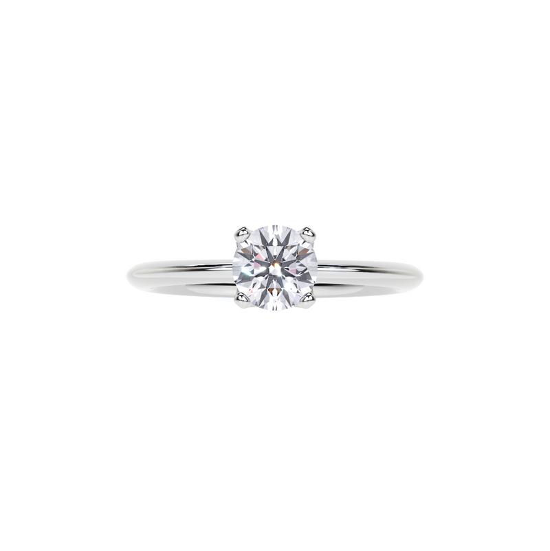 Solitare Round Cut Diamond Engagement Ring - 4 Prong