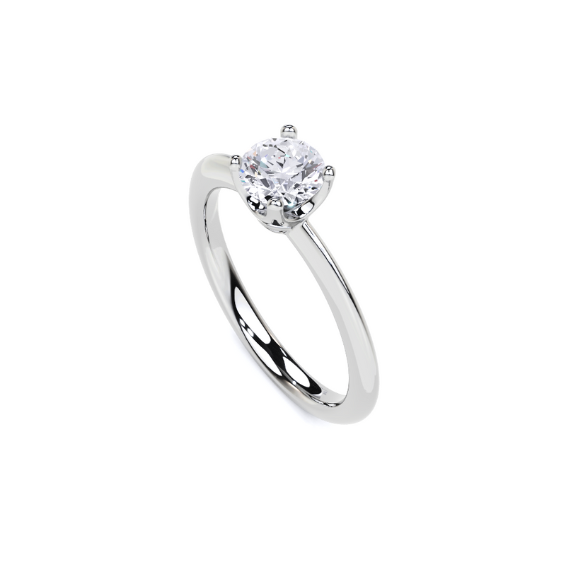 Solitare Round Cut Diamond Engagement Ring - 4 Prong