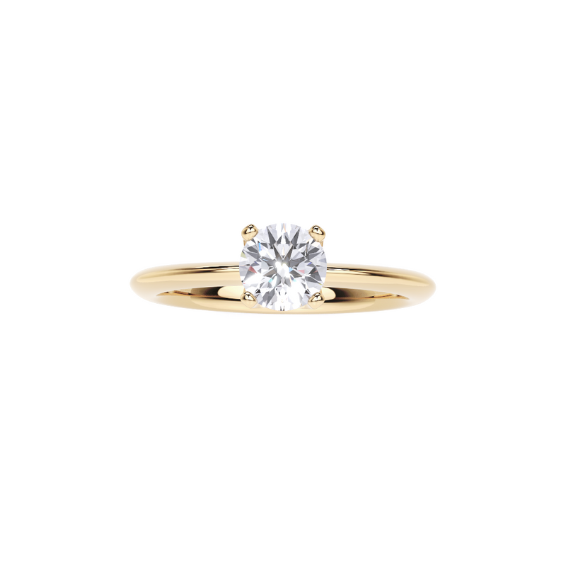 Solitare Round Cut Diamond Engagement Ring - 4 Prong