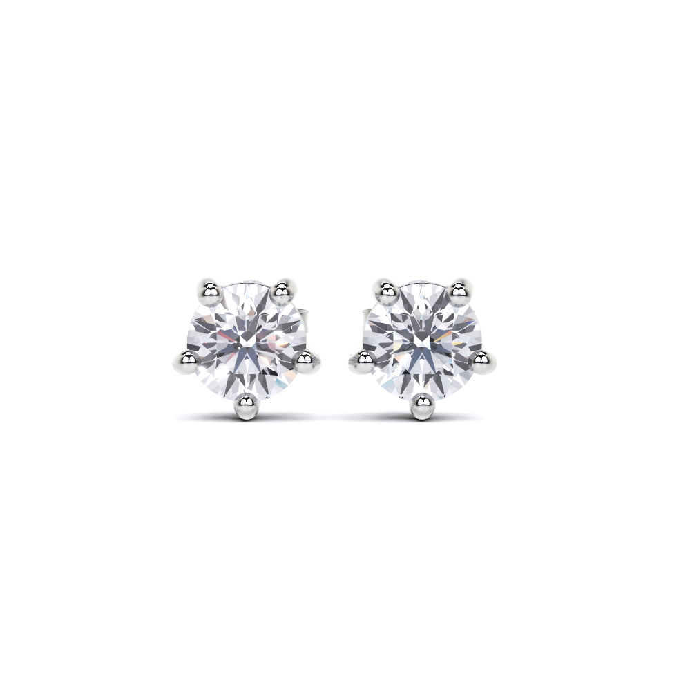 Round Diamond Stud Earrings - 5 Prong