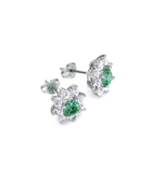 Emerald Round Cut and Diamond Earrings