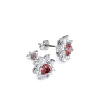 Ruby Round Cut and Diamond Earrings