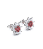 Ruby Round Cut and Diamond Earrings