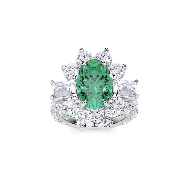 Emerald Oval Cut and Diamond  High Jewellerly Ring