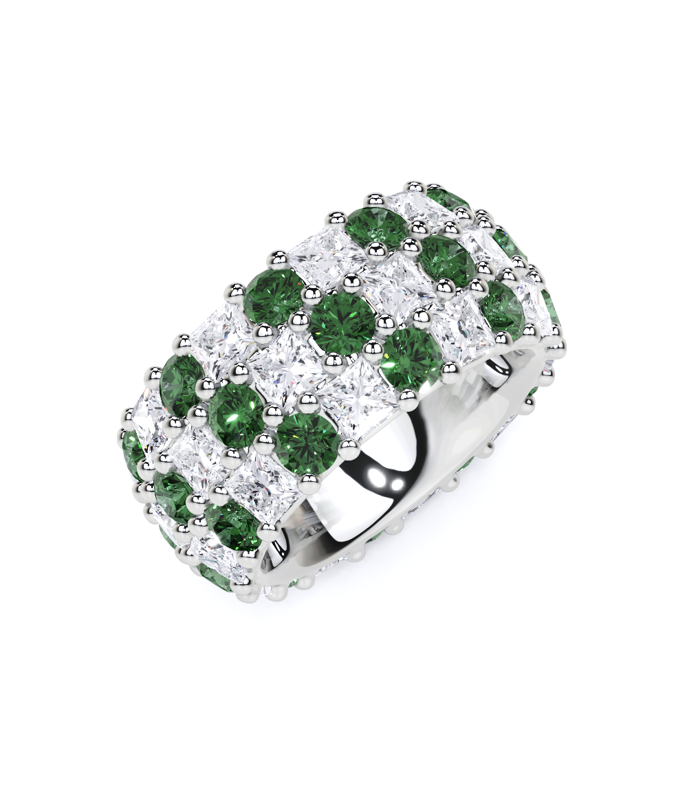 Classic Round Emerald and Diamond Ring