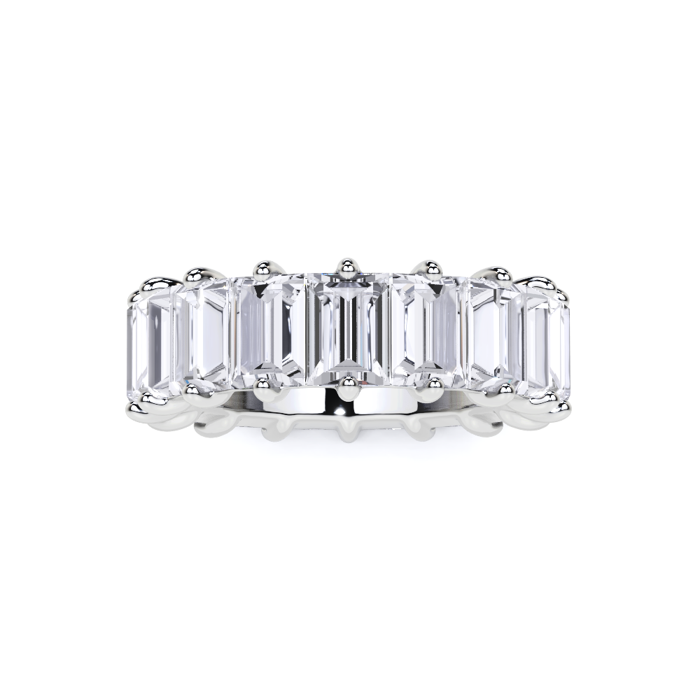 Emerald Cut  White Diamond Alliance Ring