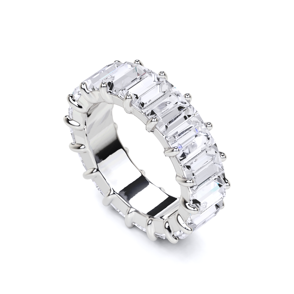 Emerald Cut  White Diamond Alliance Ring