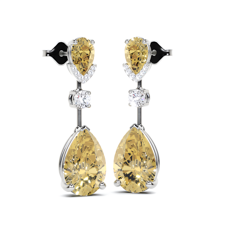 Fancy Yellow Pear Cut and White Diamond  High Jewellery Earrings