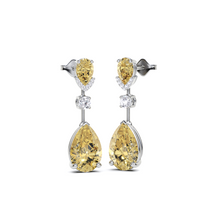 Fancy Yellow Pear Cut and White Diamond  High Jewellery Earrings