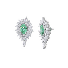 Round Shape Emerald and Diamond Earrings