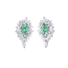 Round Shape Emerald and Diamond Earrings