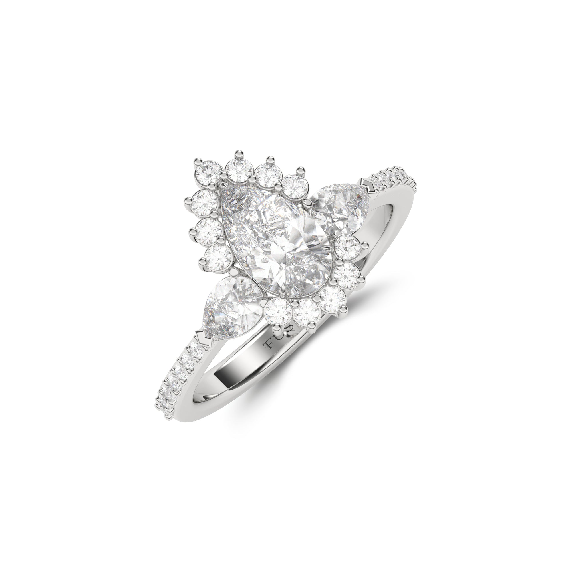 Icon Pear Shape With Two Side Pear Diamond Engagement Ring