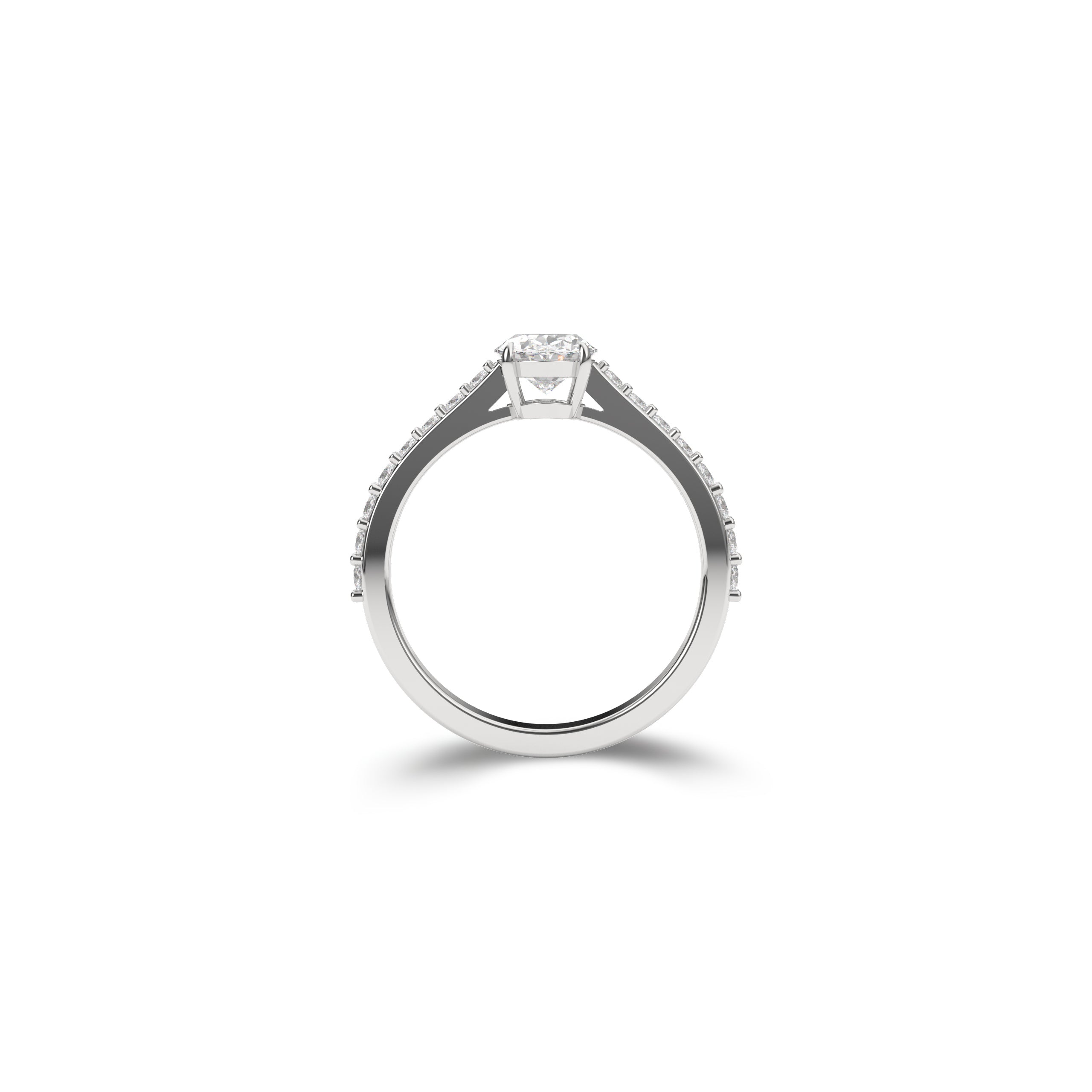 Flame Oval Diamond Engagement Ring