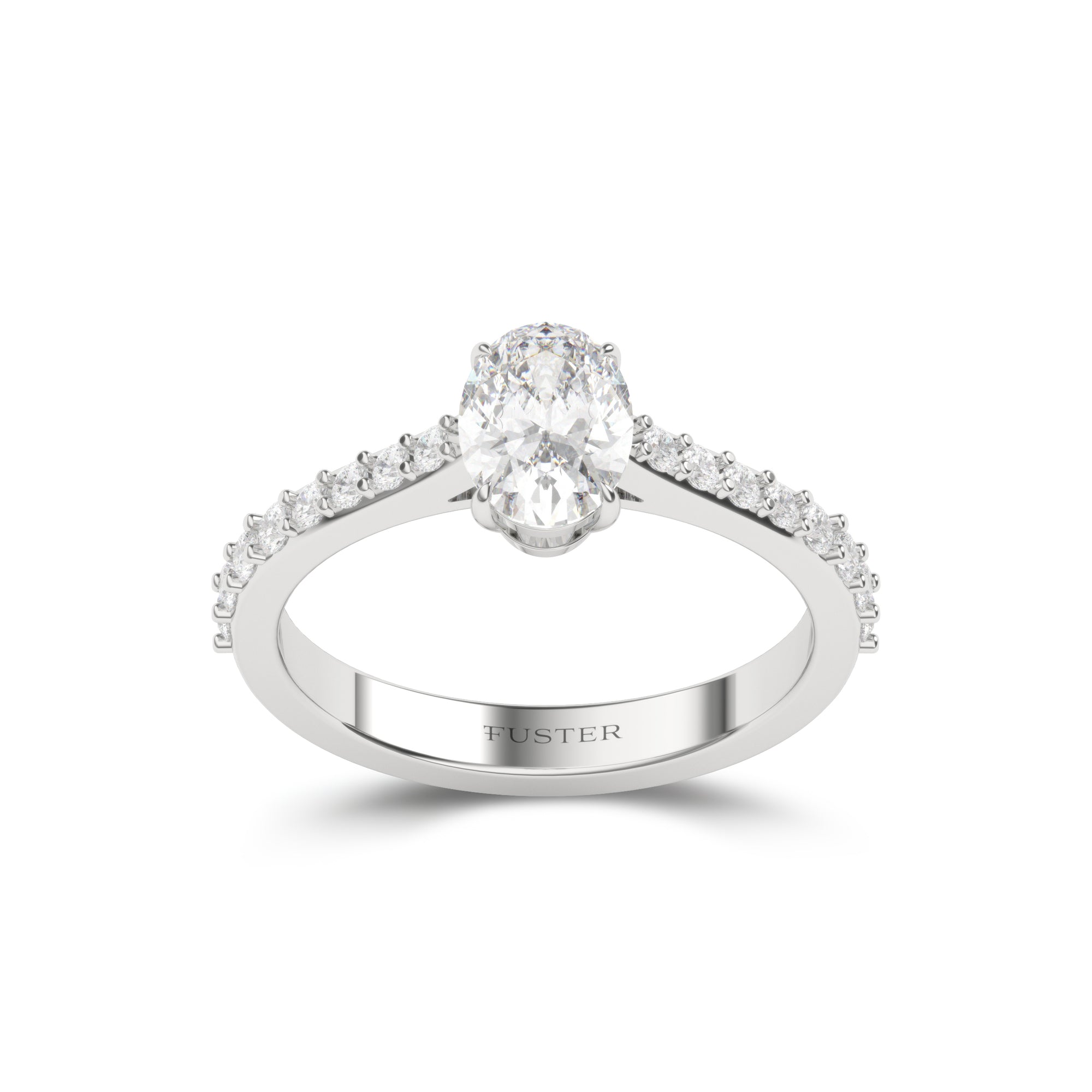 Flame Oval Diamond Engagement Ring