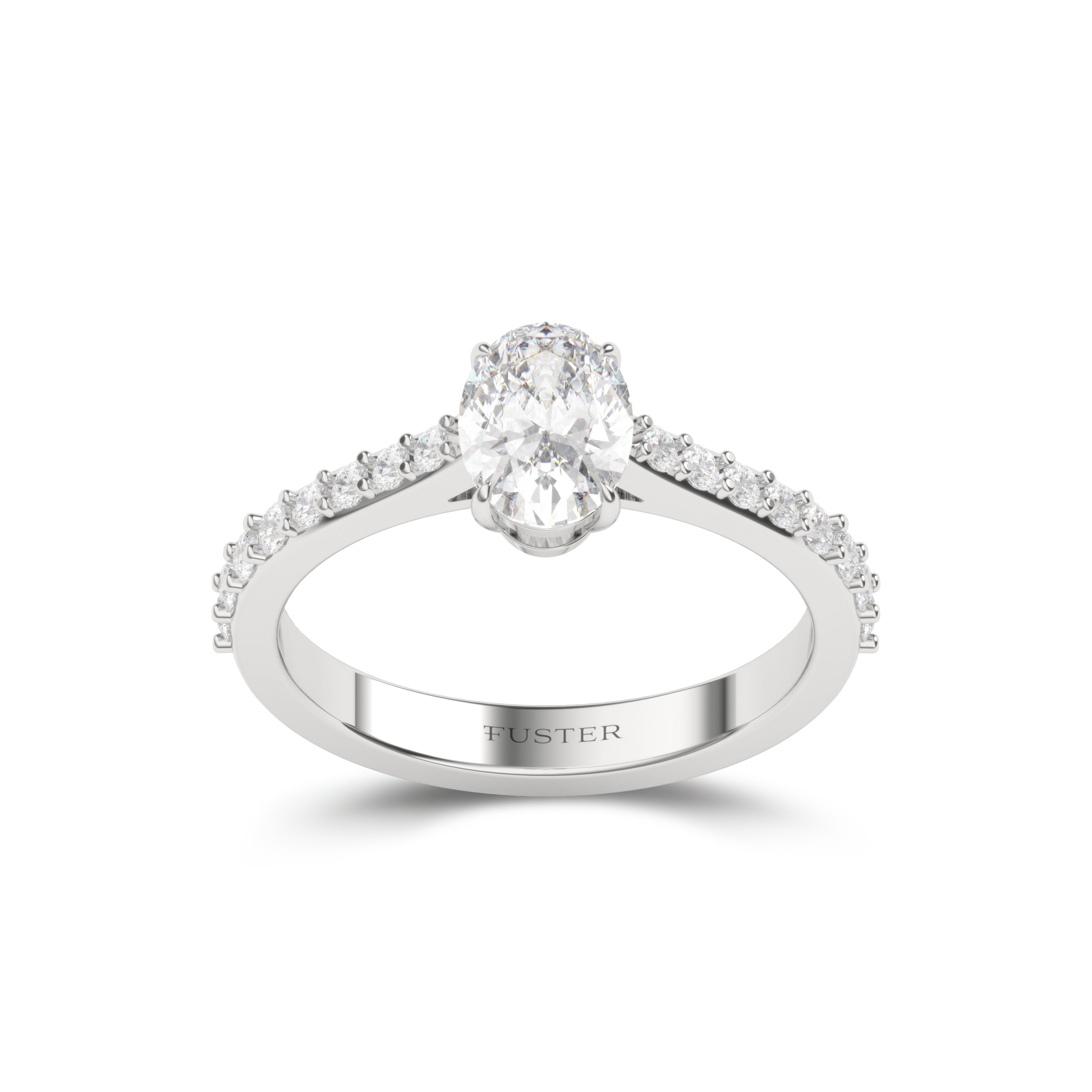 Flame Oval Diamond Engagement Ring