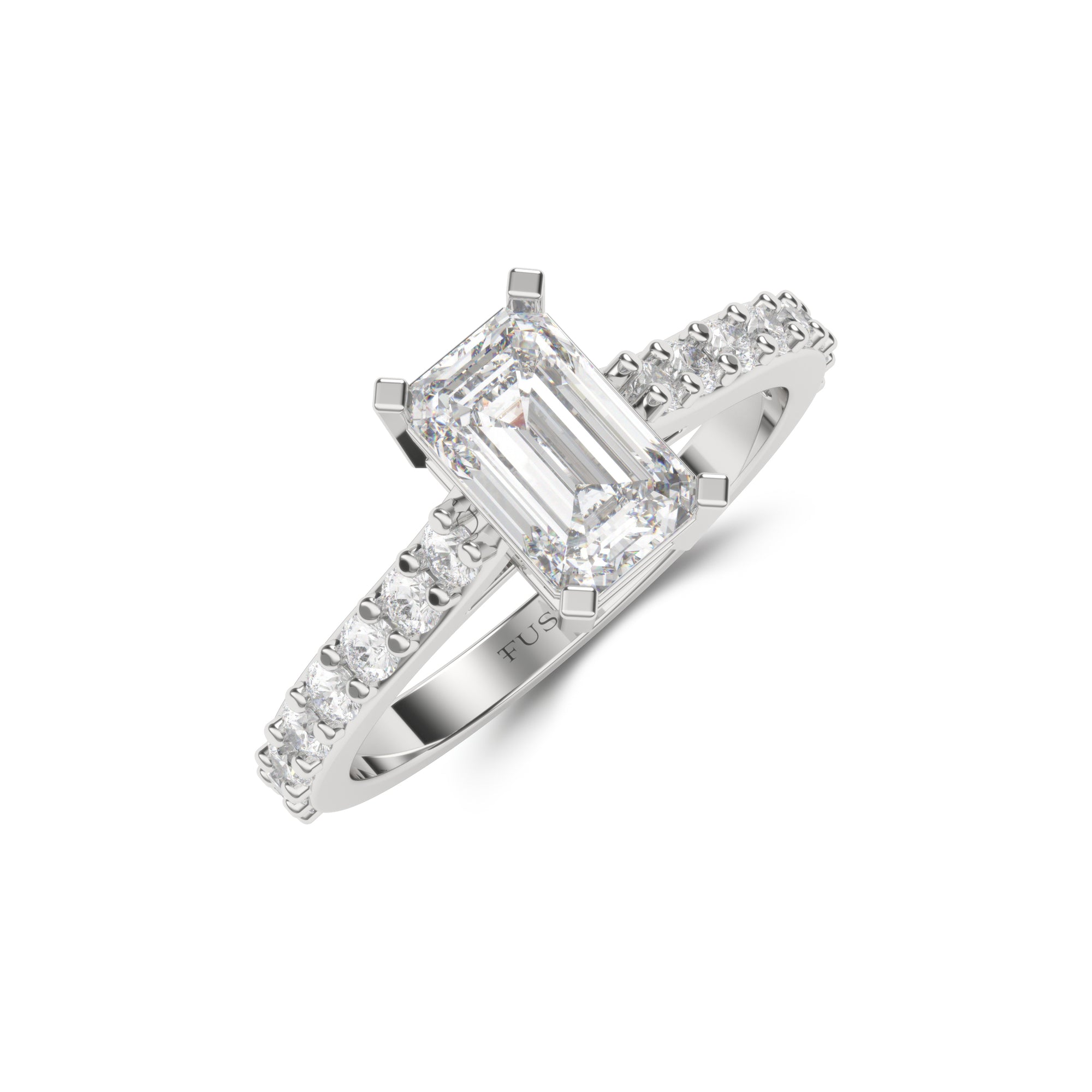 Flame Emerald Cut Diamond Engagement Ring