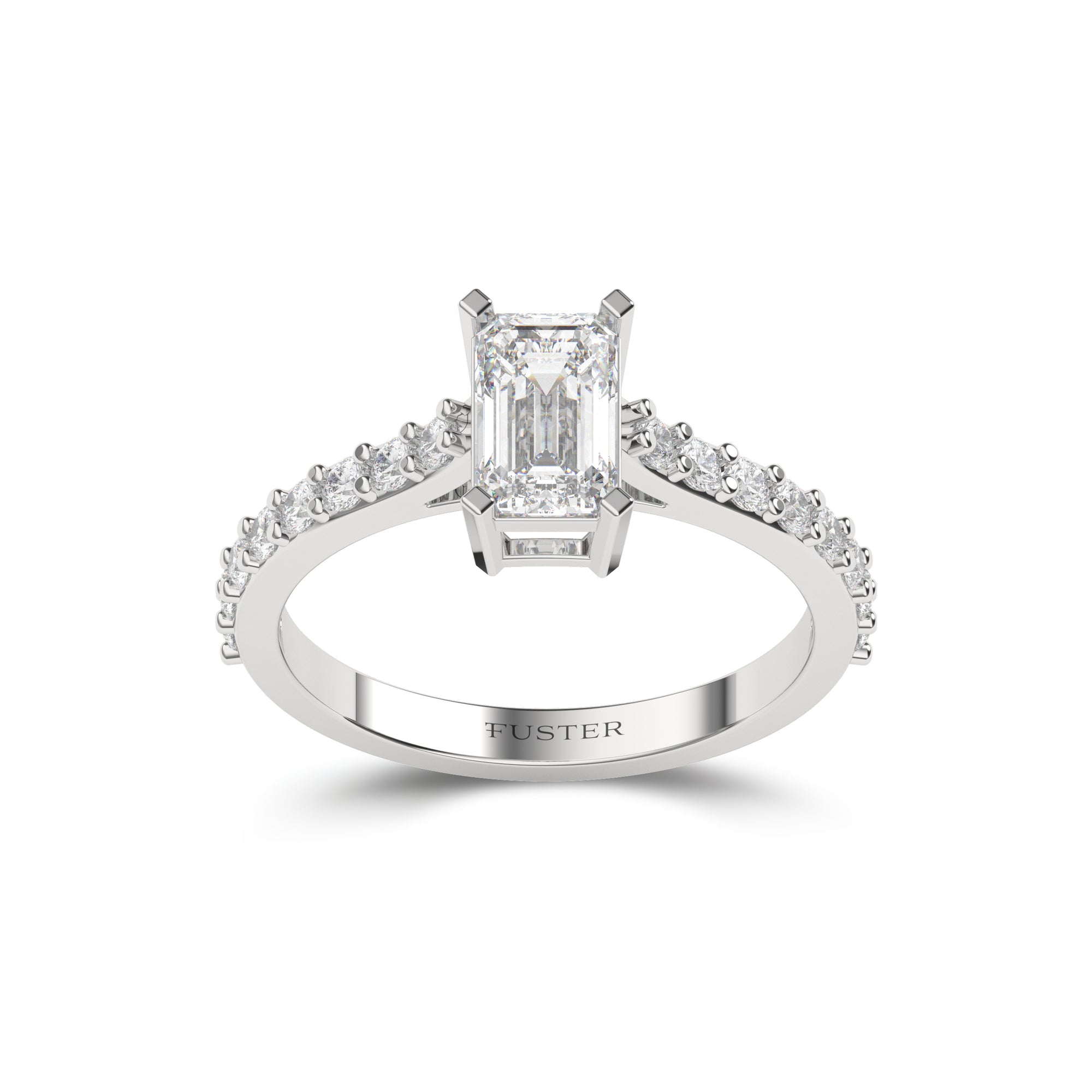 Flame Emerald Cut Diamond Engagement Ring