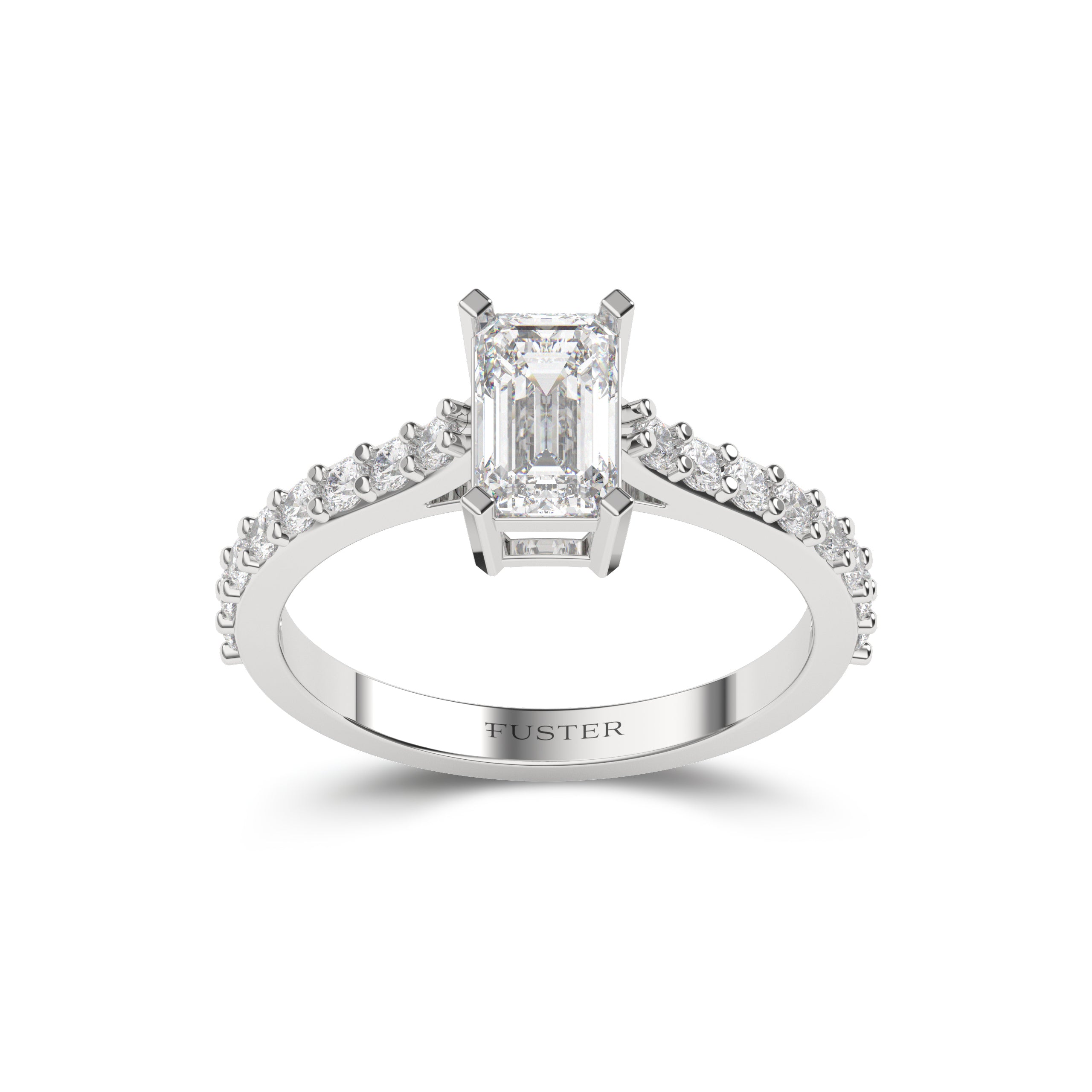 Flame Emerald Cut Diamond Engagement Ring