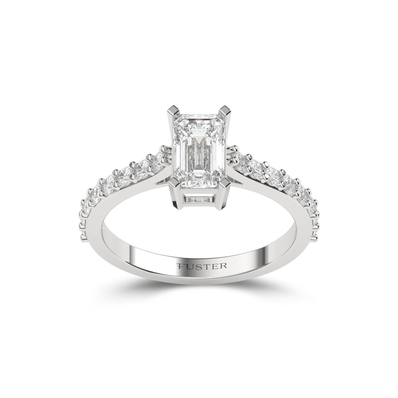 Flame Emerald Cut Diamond Engagement Ring