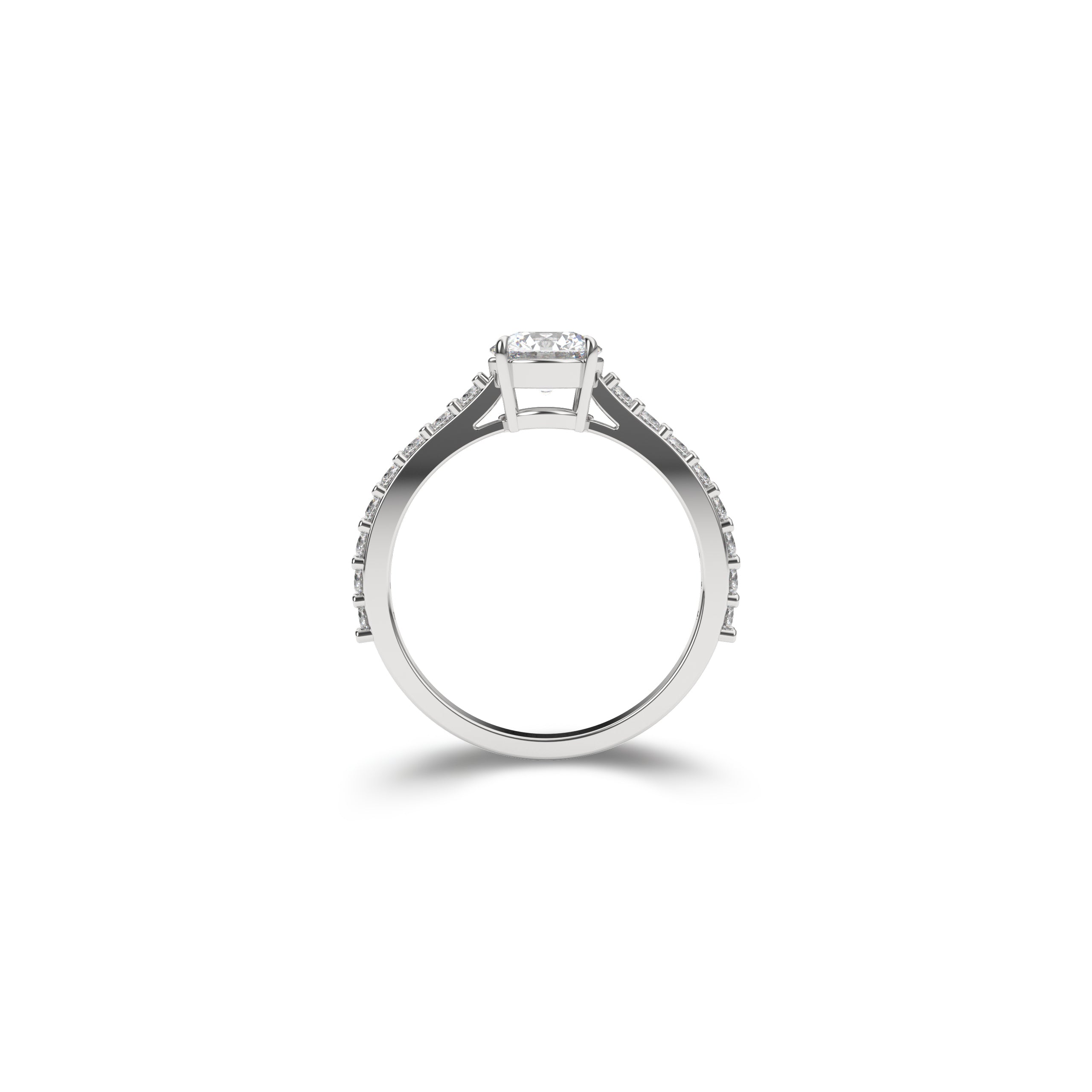 Flame Round Cut Diamond Engagement Ring