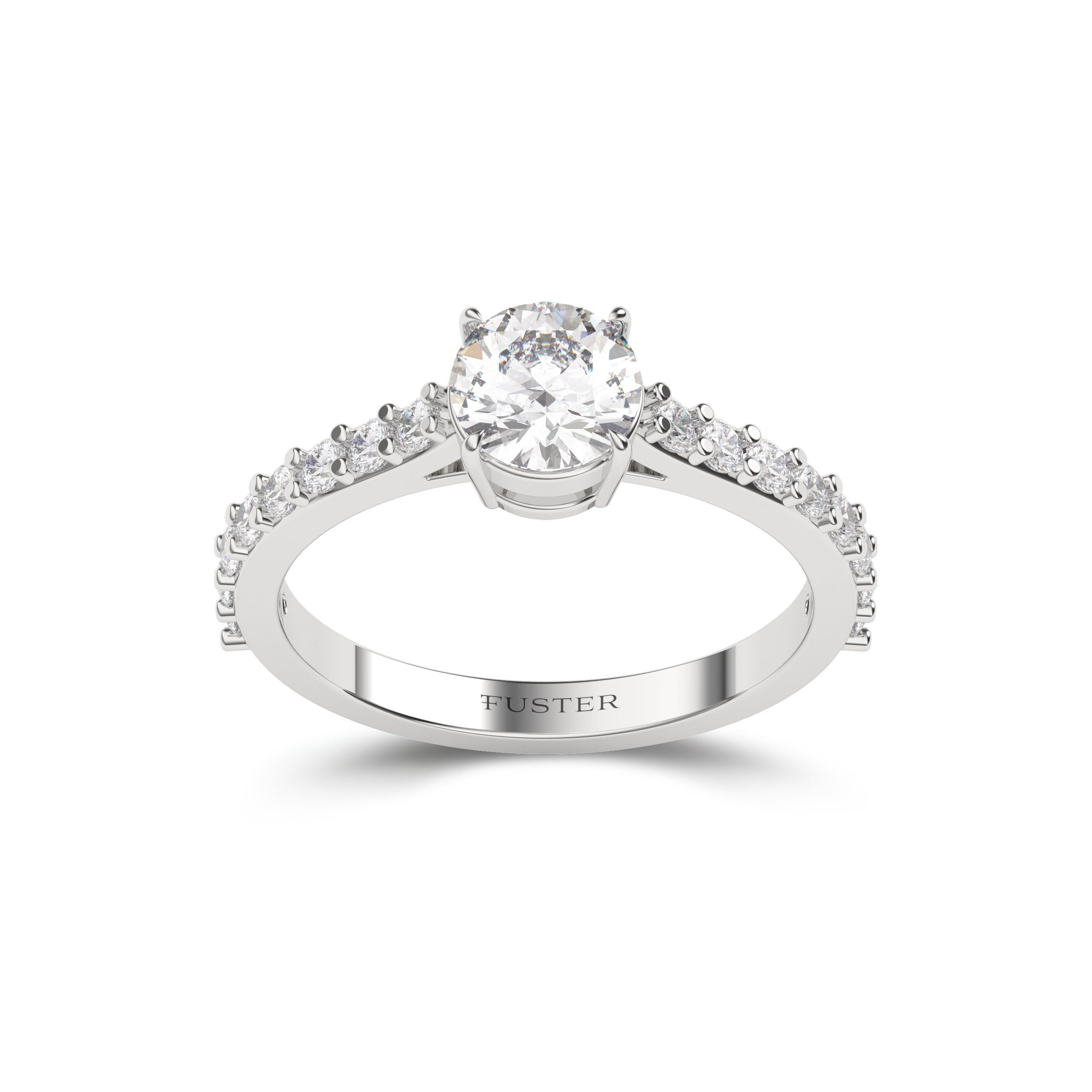 Flame Round Cut Diamond Engagement Ring