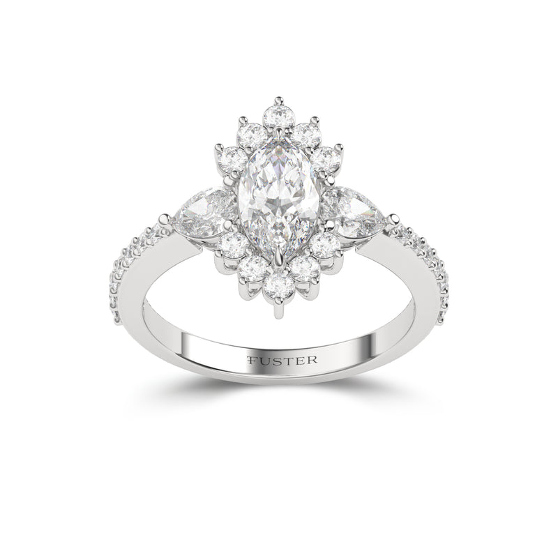 Icon Marquise Shape Diamond With Two Side Pear Diamonds Engagement Ring