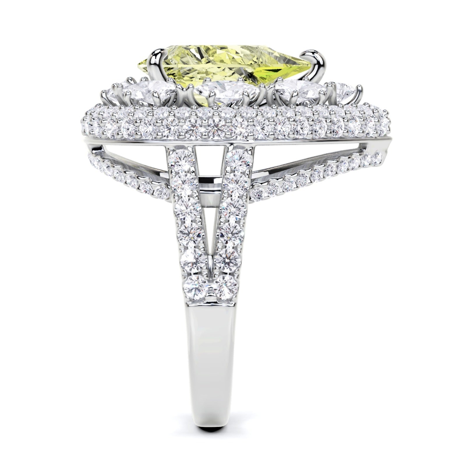 Yellow Fancy Pear Cut and White Diamond  Fuster Exclusive Ring