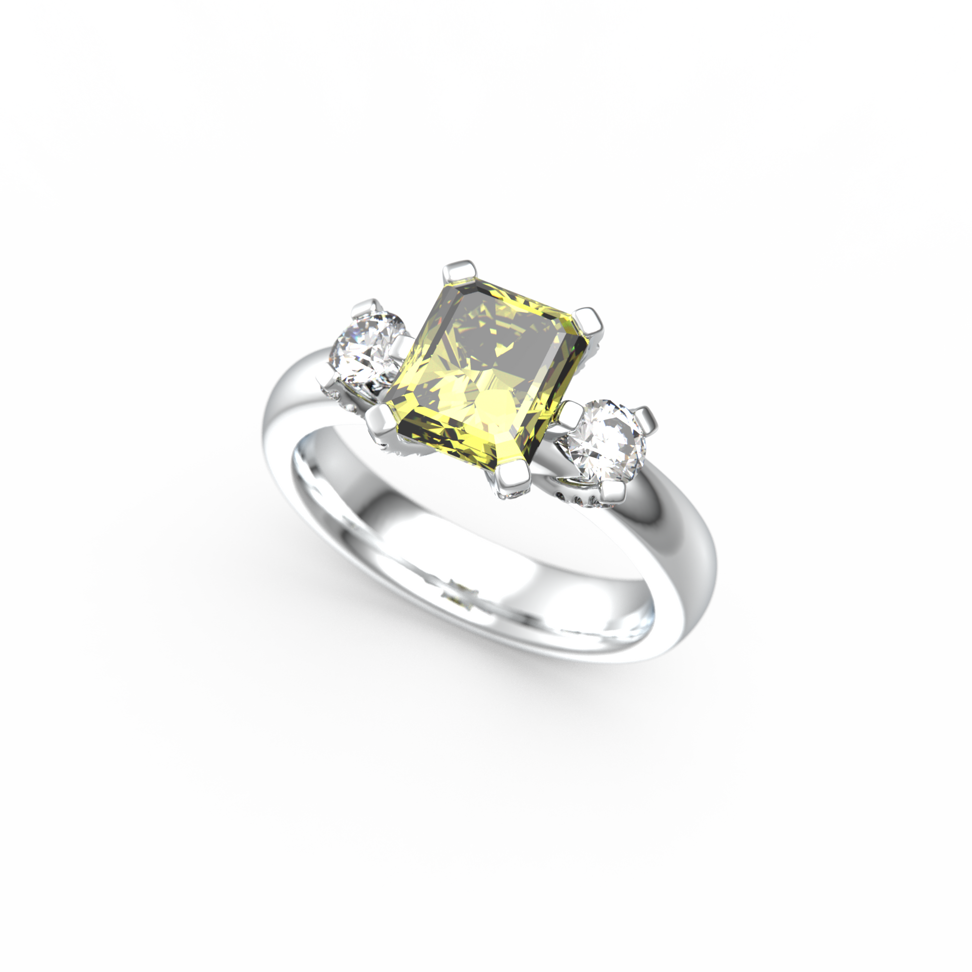 Anillo de diamantes y amarillo de lujo 