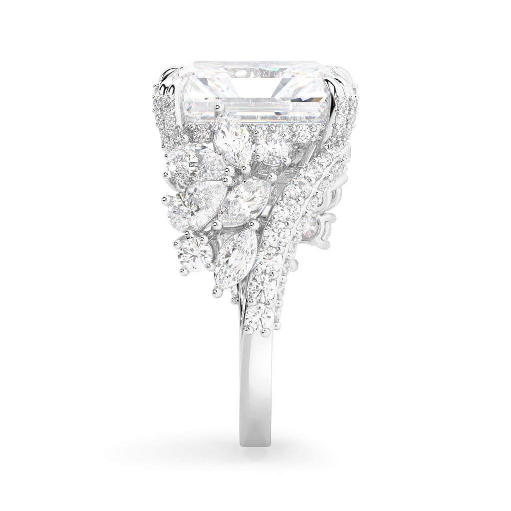 White Radiant Cut High Jewellerly Ring