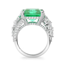 Emerald Radiant Cut and Diamond  High Jewellerly Ring