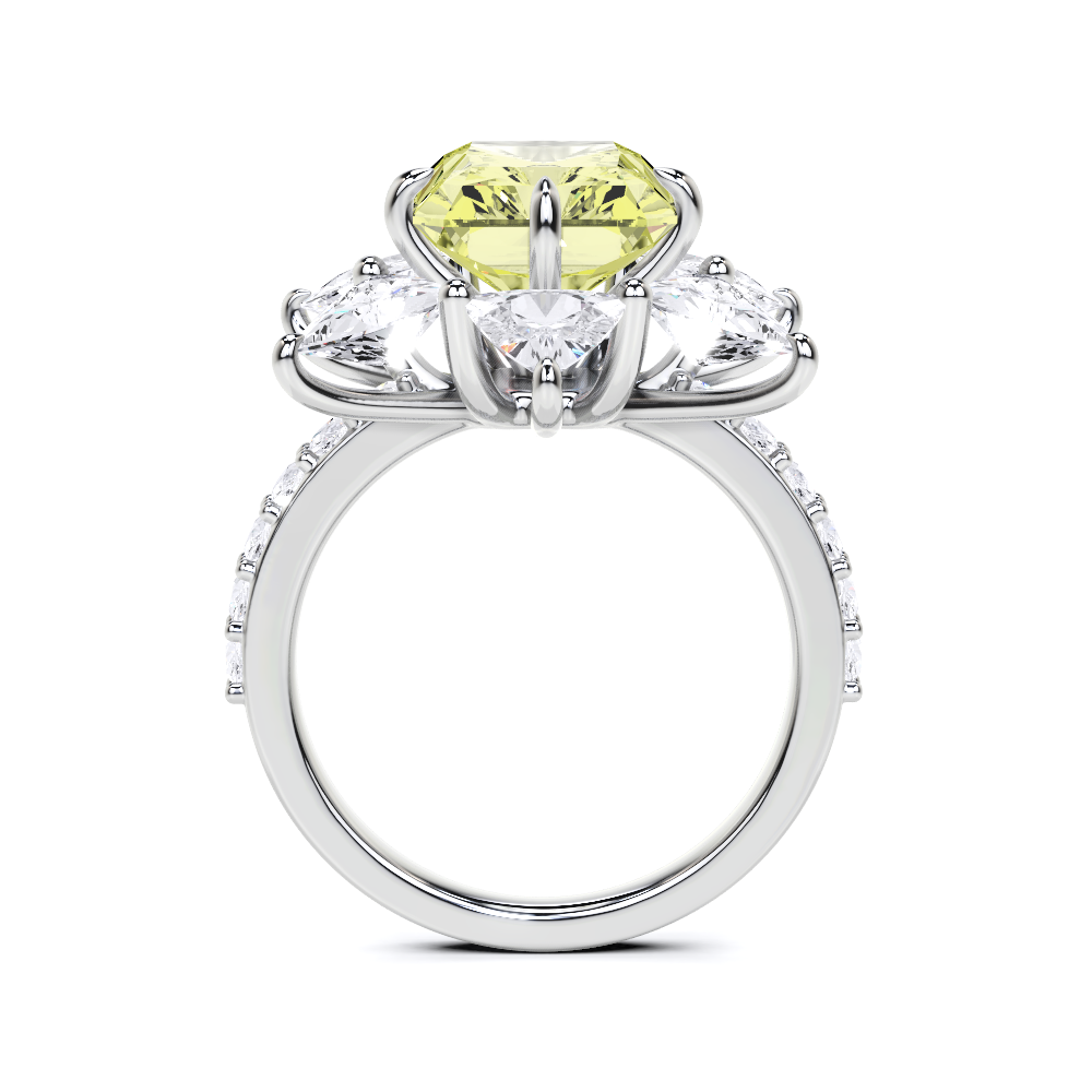 Yellow Radiant Cut and Diamond  High Jewellery Ring