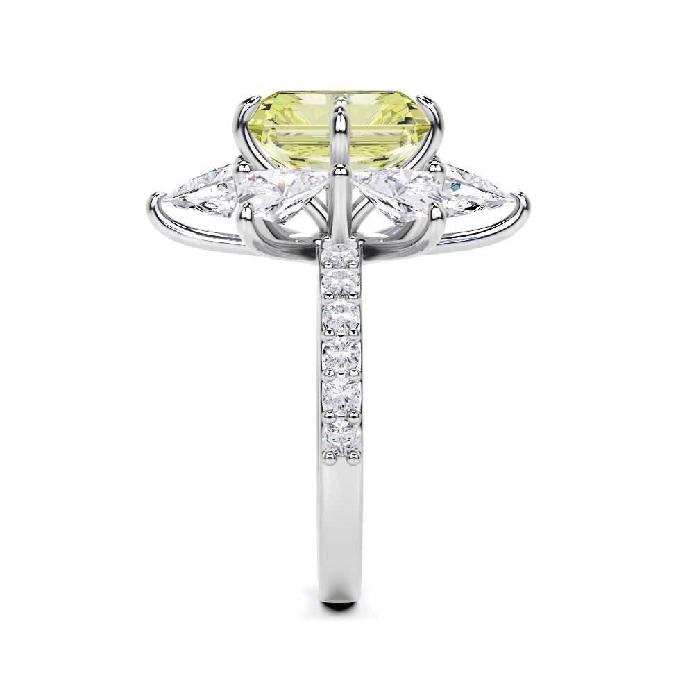 Yellow Radiant Cut and Diamond  High Jewellery Ring